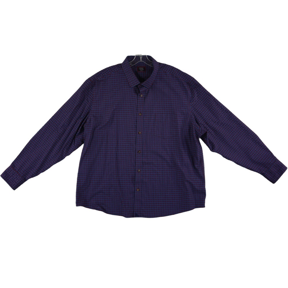 UNTUCKit Plaid Button Shirt Mens Size 3XL Navy Burgundy 100% Cotton Wrinkle Free